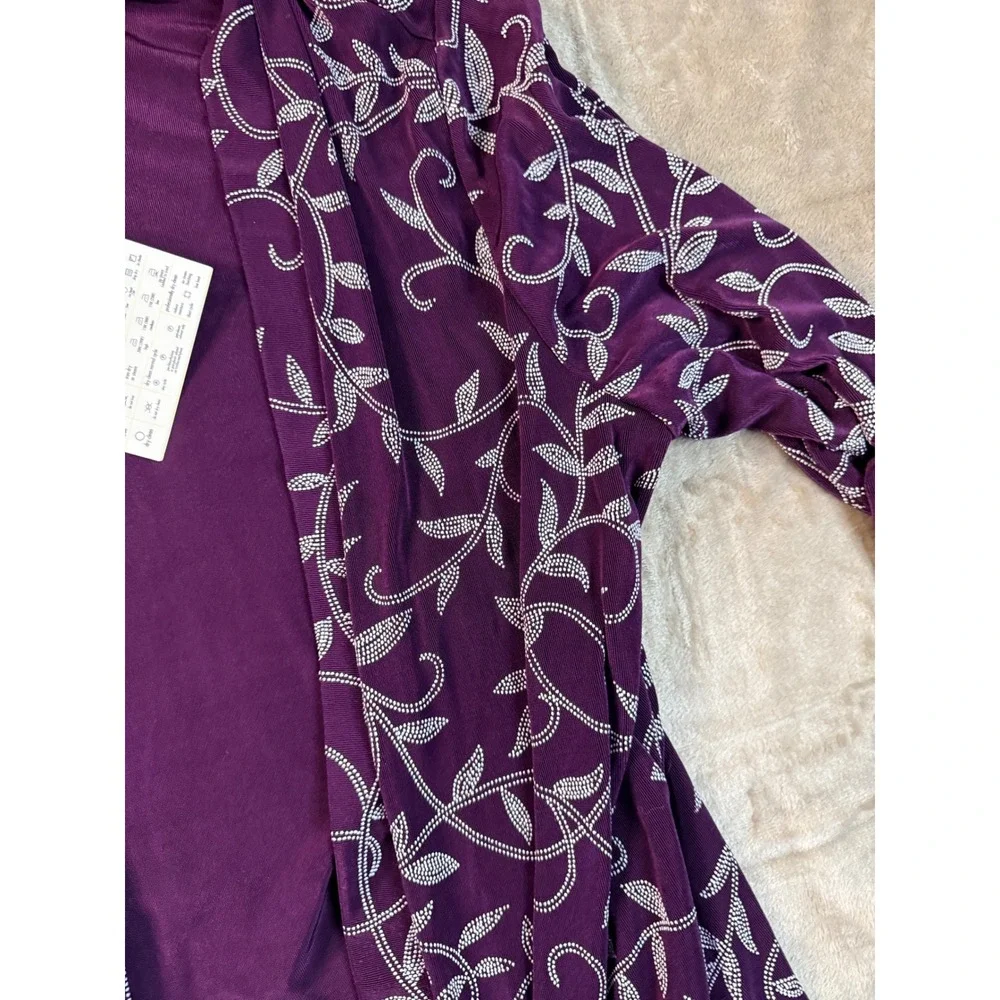Y2K Citiknits Purple Sequin  Open Front Cardigan Jacket Womens‎ Medium NWT